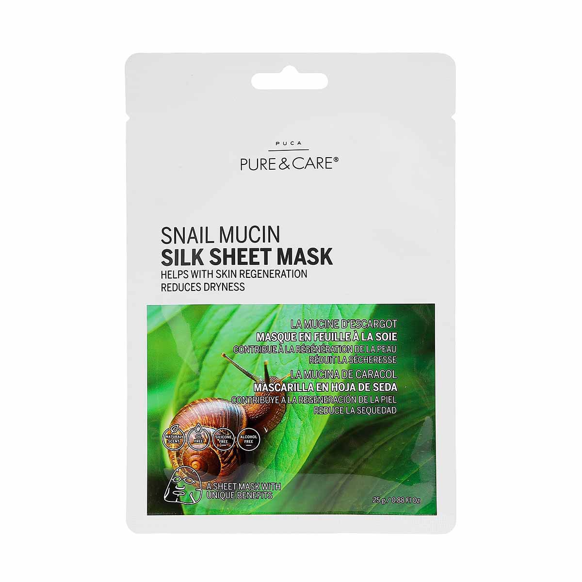 Snail Silk Sheet Mask regenerates skin and reduces dryness I PUCA - PURE & CARE